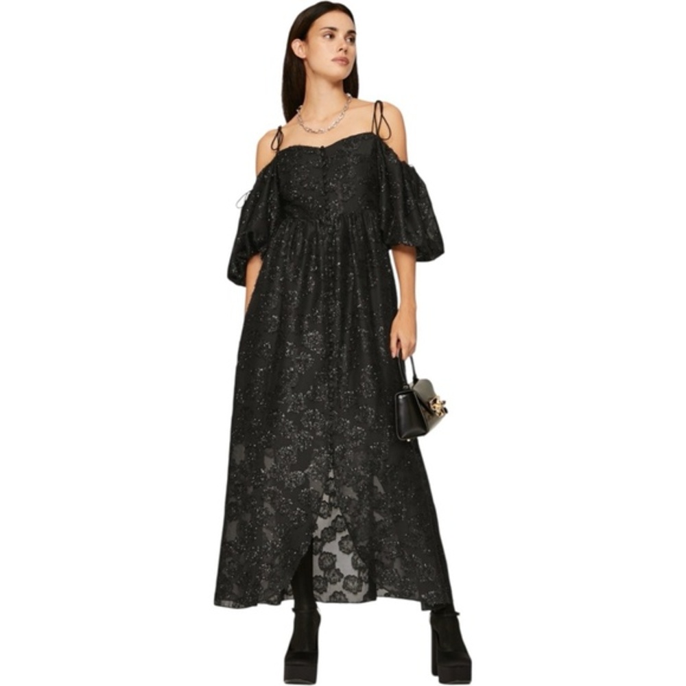 Hofmann Copenhagen Angele black dress Sz 2 Sheer Empire Button‎ Whimsigoth Witch